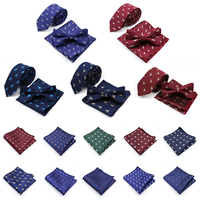 Ensemble cravate, pochette de costume et nœud papillon jacquard en polyester pour homme, 6 cm, motifs dinosaure, coccinelle, chien, coupe slim, pour costume, mariage, cadeau