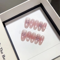 Uñas postizas acrílicas 3D hechas a mano, estilo gótico oscuro, reutilizables, con decoración de demonio y pedrería, venta al por mayor