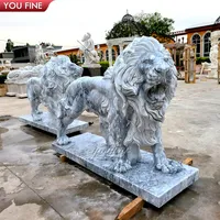 Décoration de Jardin en plein air En Marbre Blanc Statue de Lion