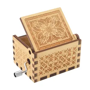 40 डिजाइन थोक हाथ क्रैंक हैरी लकड़ी कस्टम लकड़ी मिनी संगीत बॉक्स