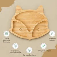 Ensemble de sevrage parfait, assiette à ventouse en bambou naturel pour bébé, assiettes pour bébé avec motifs d'animaux, pour cadeau