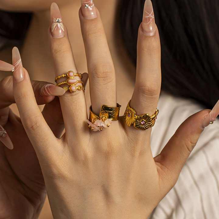 New Fashion Multilayer Open Ring for Women 18K Gold Plated with ...