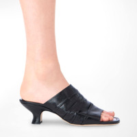 Chaussures mules pour femmes à talon moyen avec logo personnalisé Nouveau créateur de mode Qualité supérieure anti-froissement en cuir haut de gamme