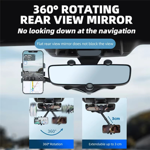 Adjustable <b>Car</b> Rearview Mirror Phone Holder 360° Retractable Cell Phone Holder <b>Clip</b> Phone GPS Support Mobile Phone Mount Stand - Product Image 6