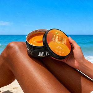 Crème bronzante en pot rond en aluminium noir 250ml-360ml, contenant métallique adapté aux produits de douche <span class=keywords><strong>solaire</strong></span>, étiquette autocollante pour boîte en aluminium. - Product Image 3