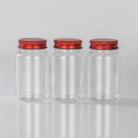 Bouteilles en plastique PET de 150 cc sans BPA, de qualité alimentaire, pour bonbons, pilules, médicaments, capsules, aliments, avec bouchon en aluminium