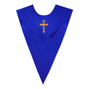 Estola Escolar Unisex en Forma de V de Color Sólido con Bordado Intrincado de Cruz para Adultos, Venta al Por Mayor - Product Image 1