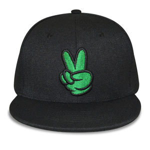 Casquette de baseball snapback 6 panneaux pour homme, haute qualité, noire unie, en acrylique, avec logo personnalisé, style hip-hop populaire - Product Image 1