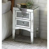 Table de Chevet Miroir Diamant Broyé Haut de Gamme, Meilleure Vente, Commode à 3 Tiroirs, Vente Directe Usine