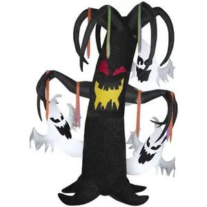 Airblown Inflatable Halloween Animated Black Haunted Tree Ghosts Shakes Inflatable Halloween