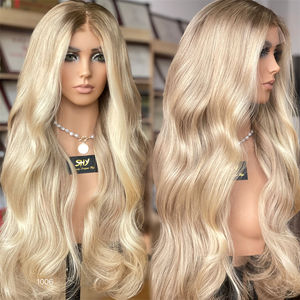 2024 invierno nuevo tímido superventas Invisible HD 13*5 Patchwork cabello humano platino peluca rubia para alopecia pérdida de cabello promedio mujeres - Product Image 1