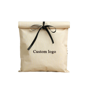 100% Organic Cotton Flannel <b>Drawstring</b> <b>Pouch</b> Custom Logo Printed Eco-Friendly Reusable Dust Bag Handbag with Elegant Design - Product Image 1