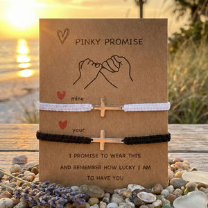 Go2boho Juego de Joyas para Parejas con Promesa de Amistad, Regalo de San Valentín, Pulsera Cruzada con Cuerda Roja y Negra a Juego, Accesorios para Mejores Amigos - Product Image 1