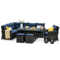 Meubles de jardin en rotin PE tressé à la main, durables, modulaires, gain de place, avec housse de coussin amovible, pour divertissements en extérieur