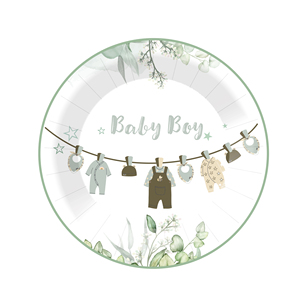 DAMAI - Juego de Platos de Papel para Decoración de Baby Shower de Niño, Color Verde, Juego de Platos, Servilletas y Vasos de Papel para Revelación del Género del Bebé - Product Image 3