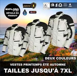 Chaqueta de Motociclismo de Verano TLA <span class=keywords><strong>EXPLORA</strong></span> LIGHT, Protectores Homologados por la Clase CE, Forro Impermeable Extraíble, % Algodón, para Hombre y Mujer, Enduro - Product Image 6