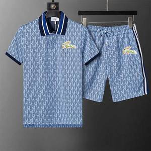 Completo da uomo di lusso con pantaloncini <span class=keywords><strong>polo</strong></span>, in stile casual intrecciato, con motivo a tinta unita, in fibra di bambù, con strass, <span class=keywords><strong>tuta</strong></span> sportiva ricamata con animali, stile europeo - Product Image 2