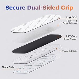 8 Cintas Adhesivas Antideslizantes para Alfombras, Cintas de Doble Cara para Fijar Alfombras, No Dañan el Suelo, Reutilizables, Lavables, Sin Residuos, Adhesivos para Esquinas de Alfombras - Product Image 2