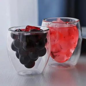 Tasses en verre à double paroi en borosilicate de haute qualité, forme de raisin créative, 250 ml, pour thé, jus, lait, eau - Product Image 6