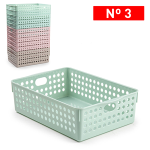 Cesto portaoggetti n. 3 in plastica, colori assortiti, per l'organizzazione della casa, durevole, riutilizzabile, capacità standard - Product Image 1