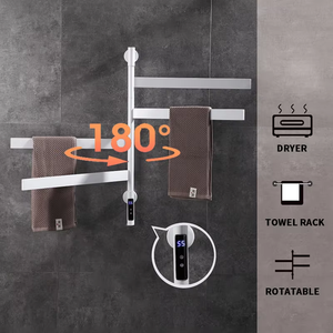 Nouvelle arrivée, porte-serviettes de salle de bain en acier inoxydable, sèche-serviettes électrique, rail chauffant pour serviettes, chauffe-serviettes rotatif, <span class=keywords><strong>minuterie</strong></span>, 4 barres - Product Image 2