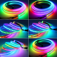 SMD5050 Esnek LED Şerit 5V/12V/24V WS2812B Adreslenebilir RGB Akıllı Pikseller IP20/IP65/IP67 Su Geçirmez USB/Wi-Fi/ Dış Mekan