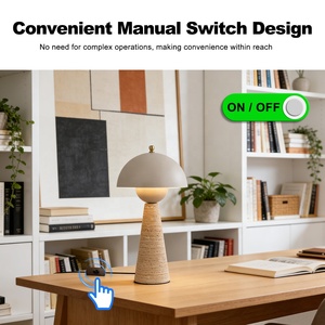 Lámpara de Mesa Decorativa Nórdica Moderna para Dormitorio, de <span class=keywords><strong>Metal</strong></span>, con LED, de Lujo, con Forma de Hongo, de Piedra y Mármol - Product Image 5