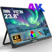 Moniteur portable 4K UHD de 23,8 pouces, fréquence de rafraîchissement de 60 Hz, large gamme de couleurs, écran mat pour ordinateur de bureau et ordinateur portable