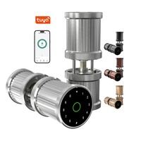 Serrure de porte cylindrique sphérique intelligente YiTechE Tuya avec empreinte digitale, mot de passe et clé, pour bureau