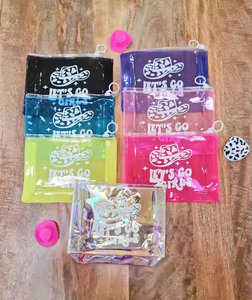 Bolsa de viaje de almacenamiento de cepillo cosmético de PVC personalizada conveniente para viajes al aire libre de color caramelo impermeable con cremallera transparente bolsas de playa - Product Image 3