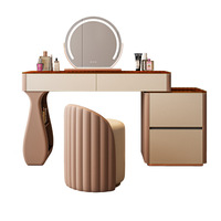 Coiffeuse multifonctionnelle de luxe léger avec miroir intégré et tiroirs, grande taille, éclairage LED, pour chambre à coucher, hôtel et salon