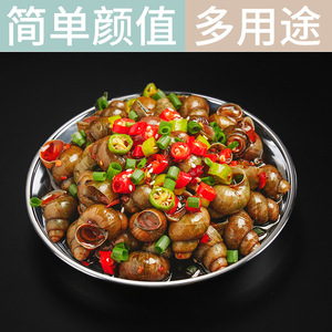 304 Stainless Steel Round Shallow Plate Thickened For Home Restaurant Bbq Use Microwave Safe Solid Color - Product Image 4