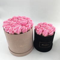 Boîte ronde en velours de couleur velours, boîtier à fleurs en velours, personnalisé, de bricolage