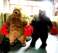 Costume de mascotte d'ours mâle gonflable de 2/2 m avec des gants de boxe