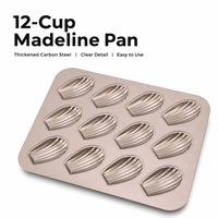 Moule à madeleines dorées 12 cavités en acier au carbone antiadhésif, forme coquille, ustensile de cuisson pour four, vente en gros