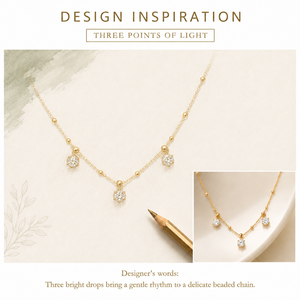 Collier à pendentif zircon en acier inoxydable plaqué or 14K sous vide, option chaîne perlée réglable, tons or et argent - Product Image 4
