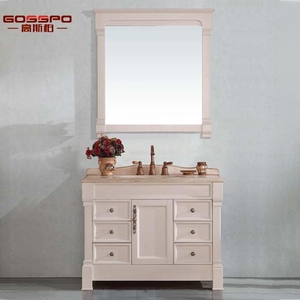 Stile europeo massello <span class=keywords><strong>antico</strong></span> legno di quercia bagno <span class=keywords><strong>lavabo</strong></span> <span class=keywords><strong>lavabo</strong></span> da pavimento con finitura oro specchio <span class=keywords><strong>antico</strong></span> Design moderno - Product Image 5