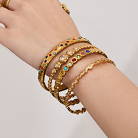 Bracelet géométrique en zirconium pour femmes, élégant et luxueux, en acier inoxydable, vente en gros d'usine