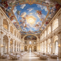 Papier peint mural pour plafond, motif ciel européen, fresque classique nuageuse pour la décoration de hall d'hôtel et de dôme