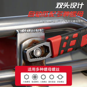 Universal Adjustable Self Locking Wrench Double End Metric Industrial Grade High Carbon Steel Anti Slip Handle - Product Image 4