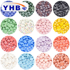 Yhb พลอยเทียมสีทองมุกรีดติด Ss16หินไข่มุกหลังแบนครึ่งรอบสำหรับเสื้อยืด - Product Image 2