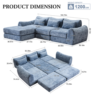 Sofá Cama Modular en la Nube, Sofá Seccional sin Estructura con Chaise Longue para Sala de Estar/Dormitorio, Sofá Shennel sin Montaje - Product Image 2