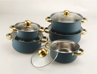 Prix Abordable Marmite Poignée Dorée 16-24cm Batterie de Cuisine 10 Pièces en Acier Inoxydable pour la Cuisine