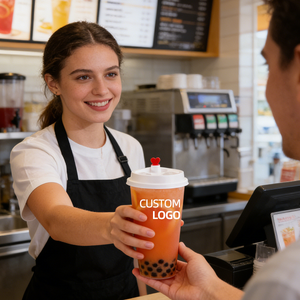 Gobelet en plastique rigide jetable pour boissons froides et chaudes avec logo personnalisé, gobelet en plastique transparent pour boba, gobelets en plastique pour bubble tea avec couvercles - Product Image 5