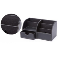Accessoires pour table de bureau personnel, en cuir pu, noir, multifonction, logo personnalisé imprimé, organisateur de bureau d'hôtel