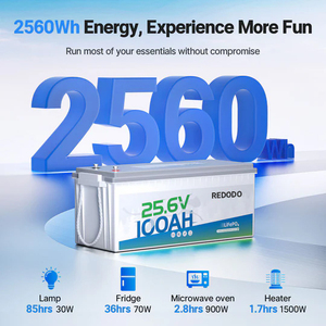 25.6V 100Ah 2560Wh LiFePO4 Battery Built in 100A BMS EV Grade A Cells For Solar Energy Storage RV Marine Redodo - Product Image 2