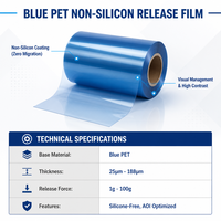 Film de protection PET bleu non-silicone 25-188μm 1-10g 10-50g 50-100g pour FPC PCB rétroéclairage découpe antistatique