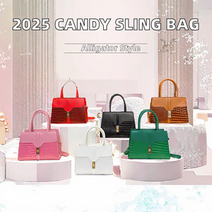 Bolsos de Hombro de Piel Sintética con Estampado de Cocodrilo para Mujer, Moda 2025, Portátiles, Impermeables, con Cierre de Cremallera, Color Caramelo - Product Image 2