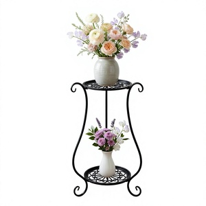Support à fleurs classique en fer à deux niveaux, durable pour une utilisation en intérieur, finition thermolaquée, design moderne - Product Image 1