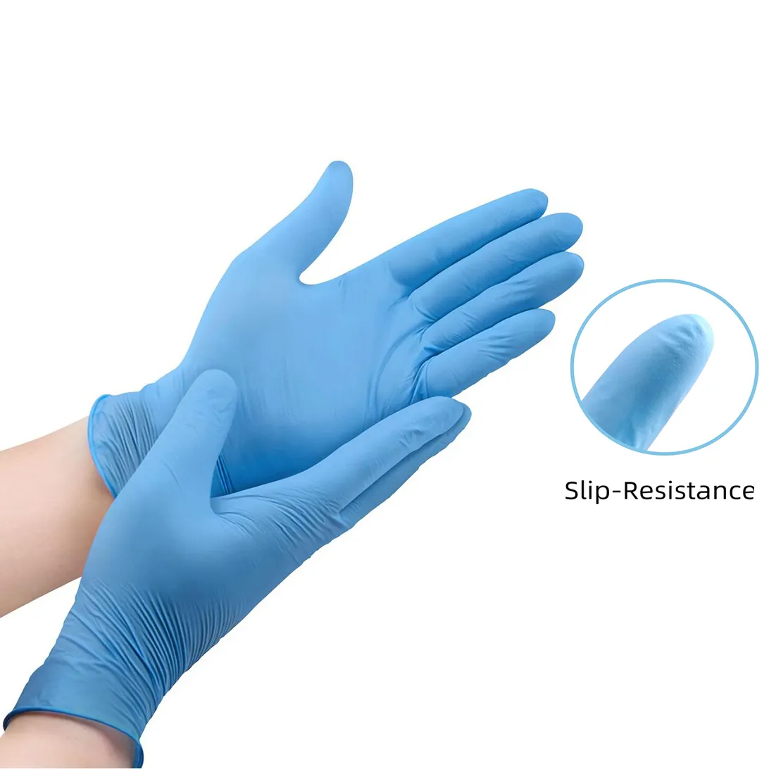 Titanfine-guantes de nitrilo desechables para examen, sin polvo, azul, 3,5g, Stock en EE. UU.